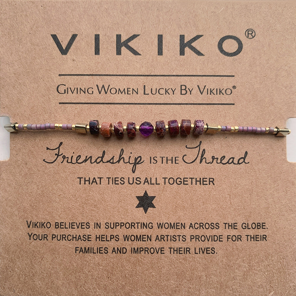 VIKIKO Natural Amethyst Bracelet Jewelry Set Gift for Girl Friend Miyuki Bracelet for Women Dainty Bracelet