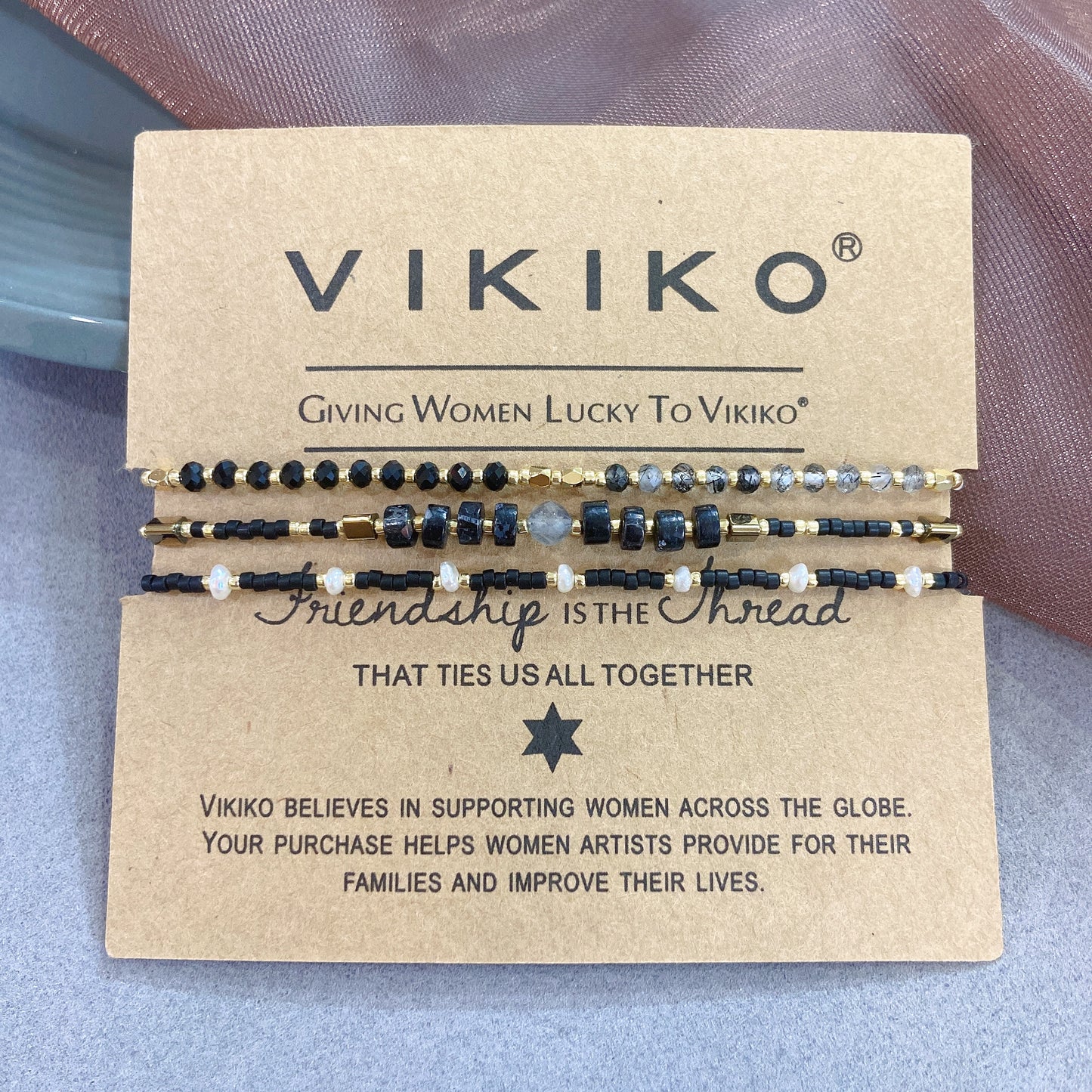 VIKIKO Natural Stone & Pearl Bracelets Miyuki Delica Beads Dainty Bracelet Set
