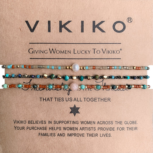 VIKIKO Handmade Woven Bracelet Set Jewelry Gift for Her Miyuki Beads Bracelet Natural Stone Bracelet
