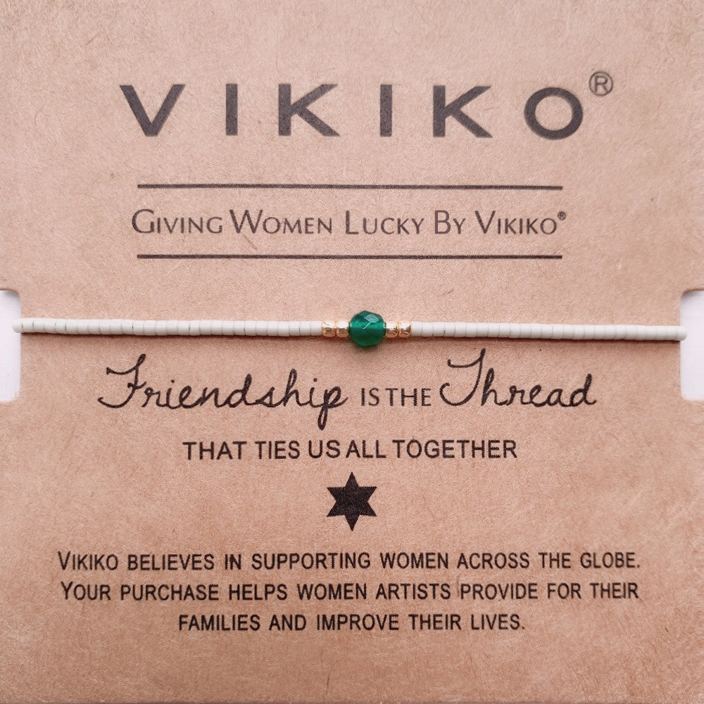 VIKIKO Handmade Slim Braided Bracelet Natural Stone Beads Dainty Bracelet Set Miyuki Jewelry Adjustable Rope Pulseras