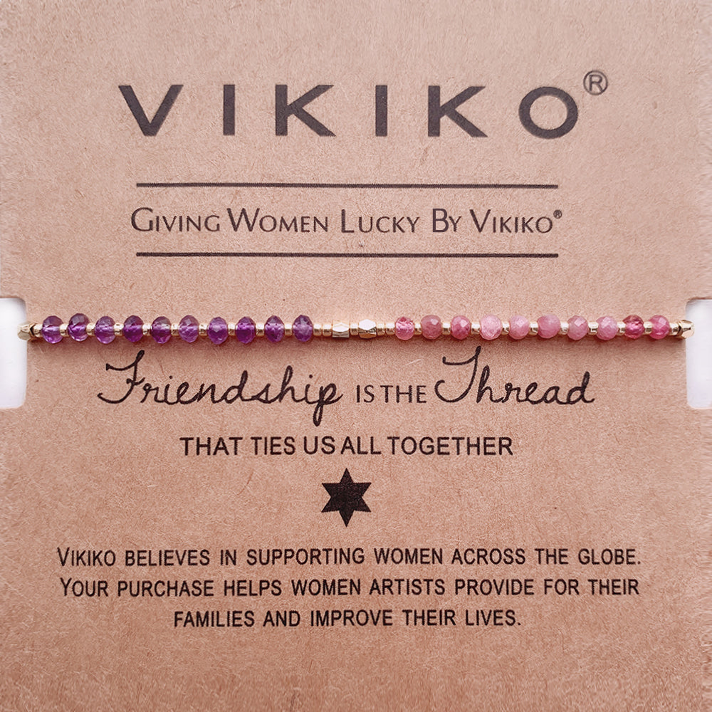 VIKIKO Purple Beads Bracelets Set for Women Miyuki Seed Beads Bracelet Natural Faceted Stone Bracelet