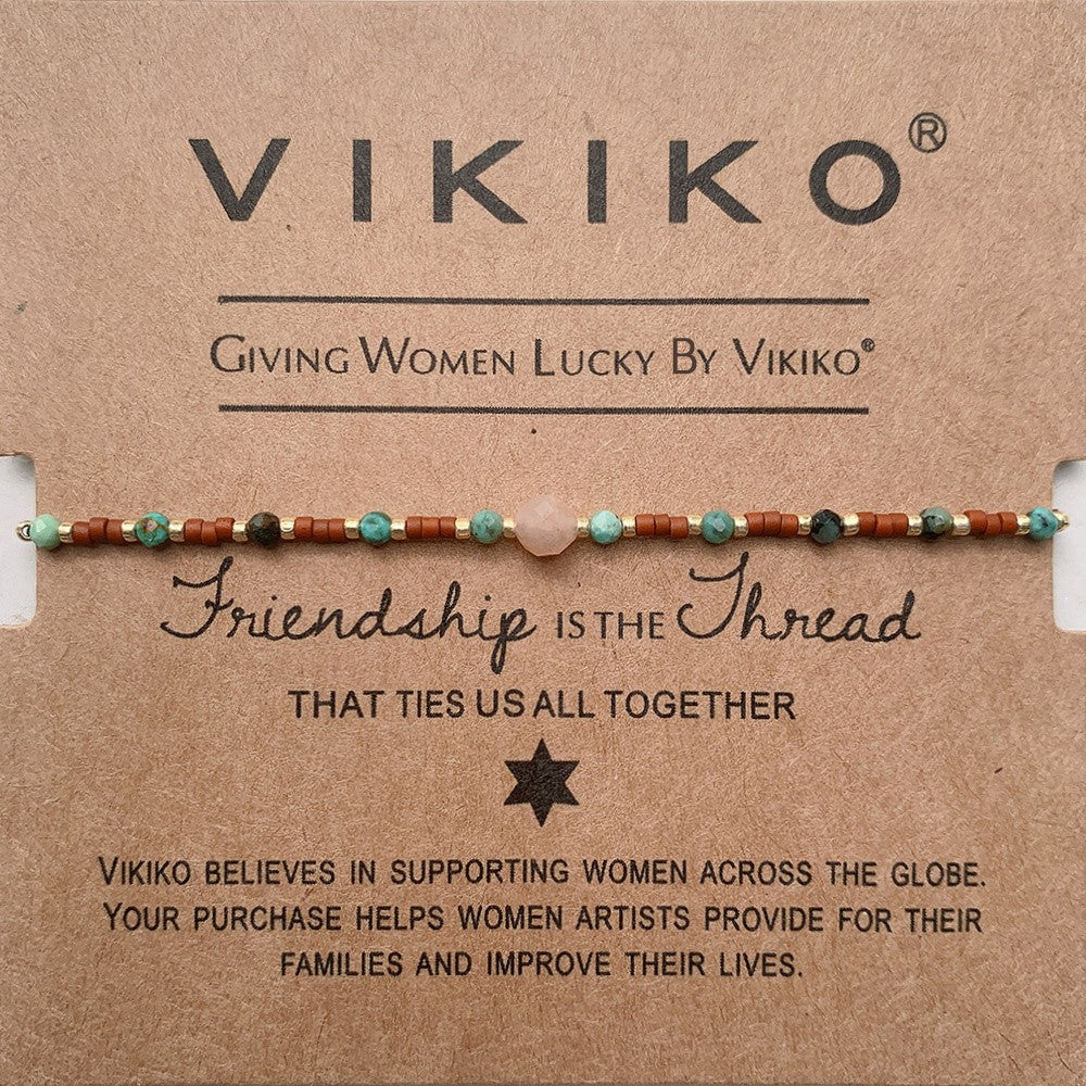 VIKIKO Handmade Slim Braided Bracelet Natural Stone Beads Dainty Bracelet Set Miyuki Jewelry Adjustable Rope Pulseras