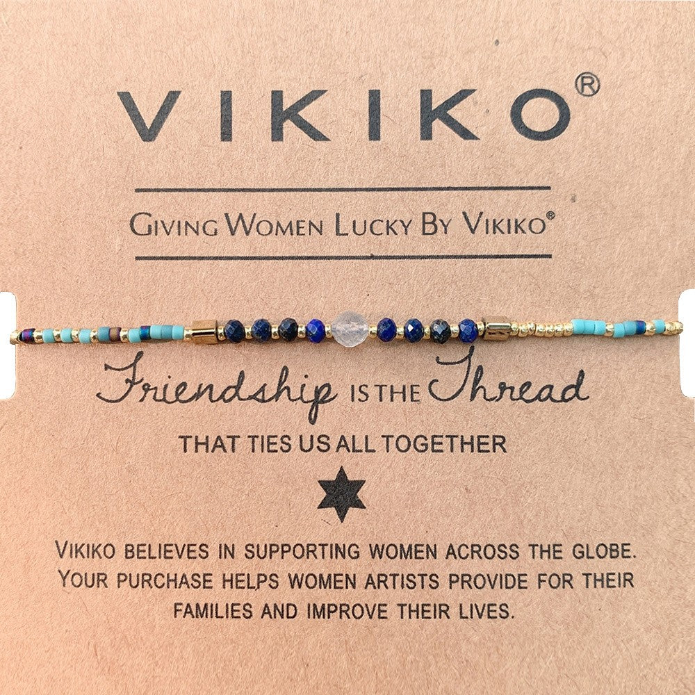 VIKIKO Handmade Miyuki Delica Beads Lapis Lazuli Natural Stone Dainty Bracelet