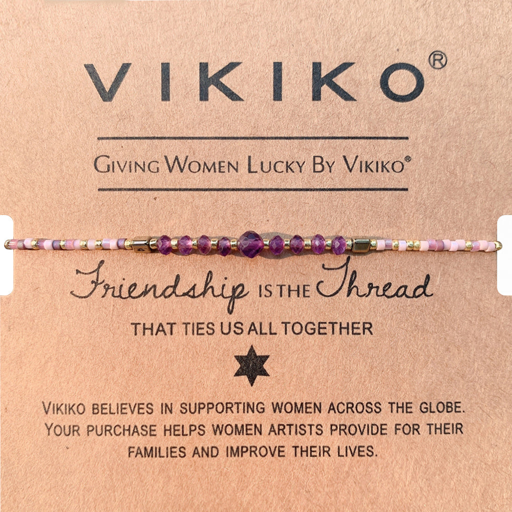 VIKIKO Purple Beads Bracelets Set for Women Miyuki Seed Beads Bracelet Natural Faceted Stone Bracelet