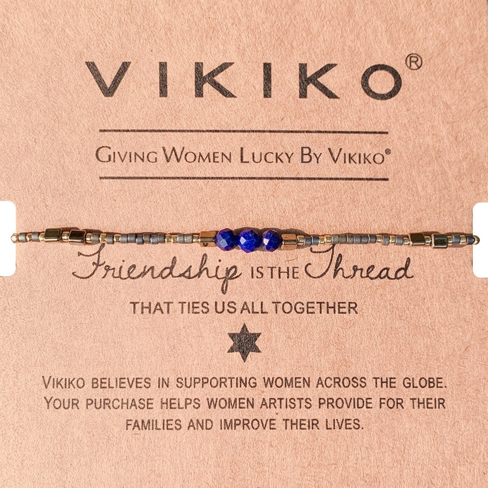 VIKIKO Handmade Miyuki Delica Beads Lapis Lazuli Natural Stone Dainty Bracelet
