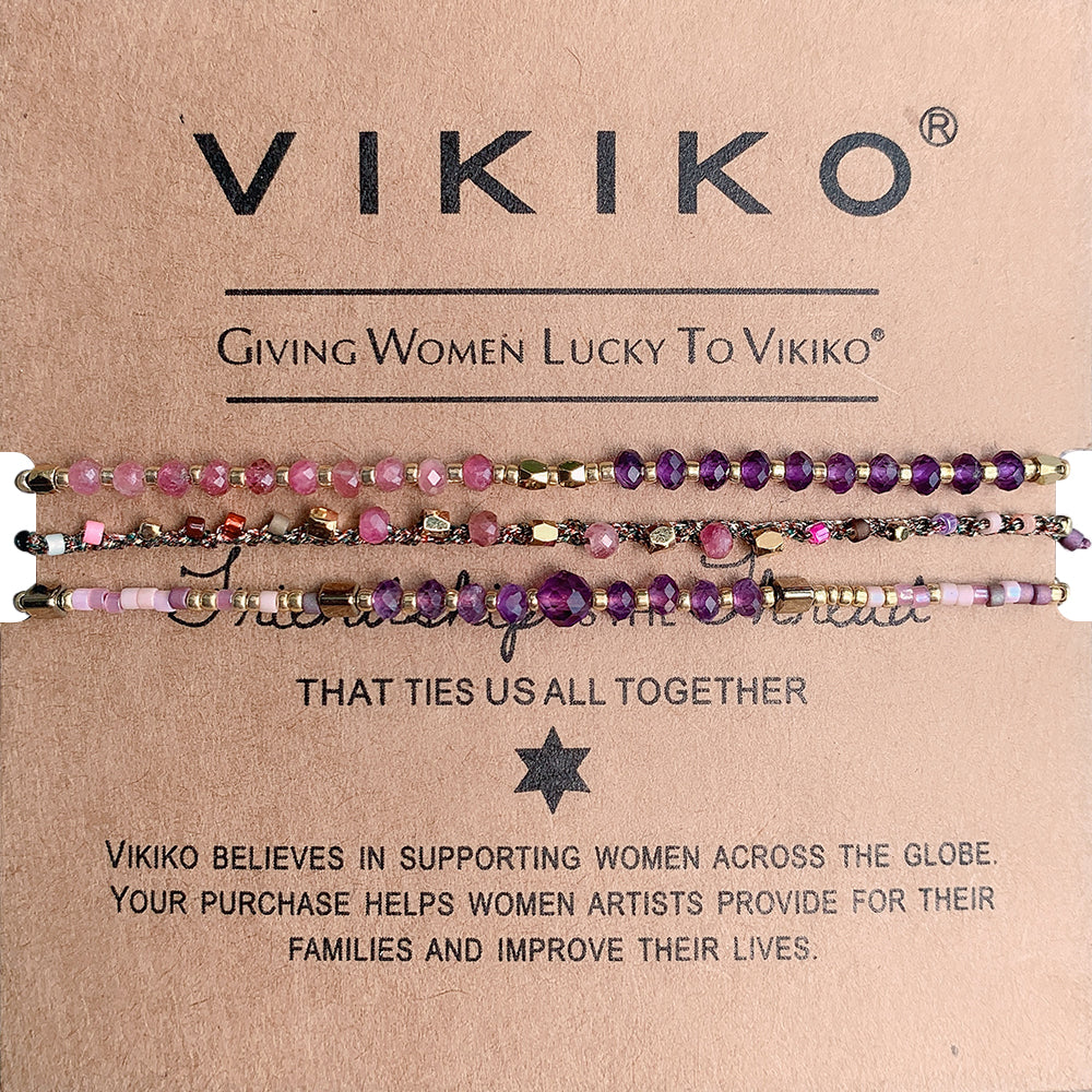 VIKIKO Purple Beads Bracelets Set for Women Miyuki Seed Beads Bracelet Natural Faceted Stone Bracelet