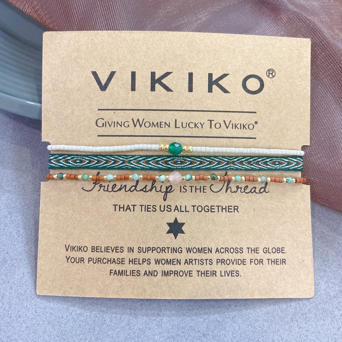 VIKIKO Handmade Slim Braided Bracelet Natural Stone Beads Dainty Bracelet Set Miyuki Jewelry Adjustable Rope Pulseras