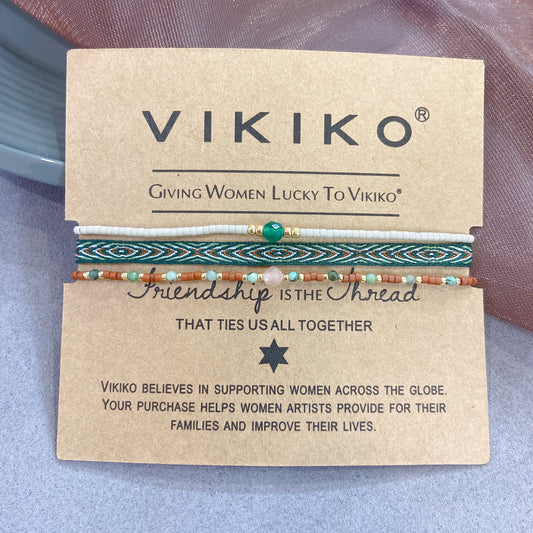 VIKIKO Handmade Slim Braided Bracelet Natural Stone Beads Dainty Bracelet Set Miyuki Jewelry Adjustable Rope Pulseras