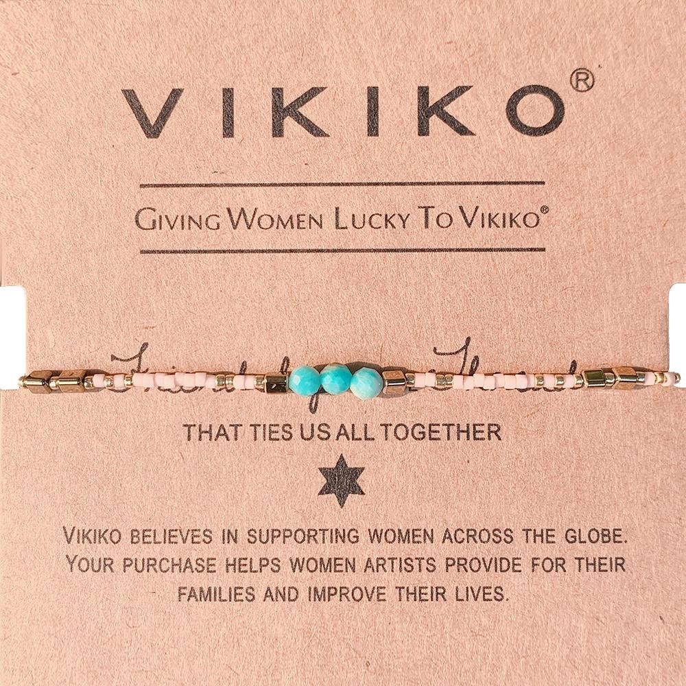 VIKIKO Rhodochrosite & Amazonite Natural Stone Beaded Bracelet Dainty Bracelet Set for Women Simple Jewelry