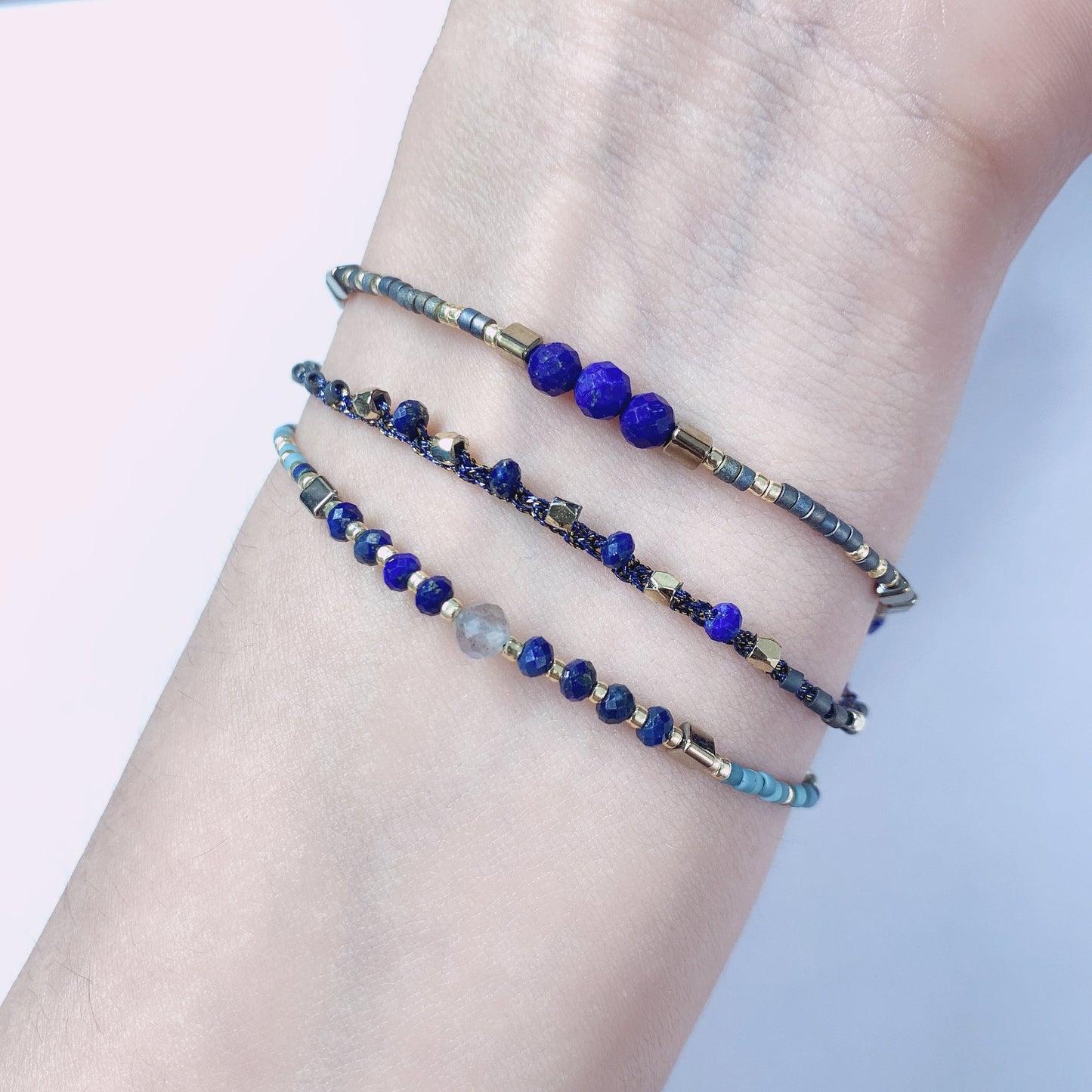 VIKIKO Handmade Miyuki Delica Beads Lapis Lazuli Natural Stone Dainty Bracelet