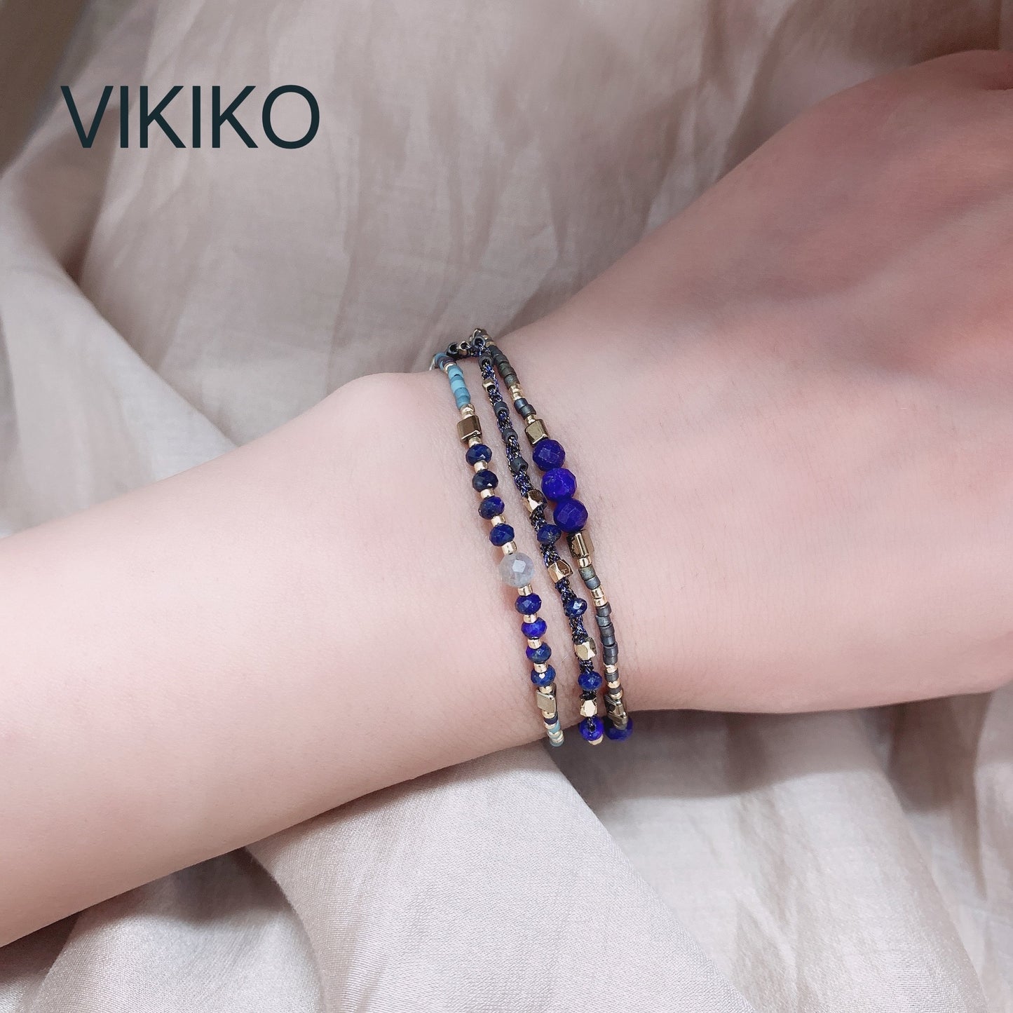 VIKIKO Handmade Miyuki Delica Beads Lapis Lazuli Natural Stone Dainty Bracelet