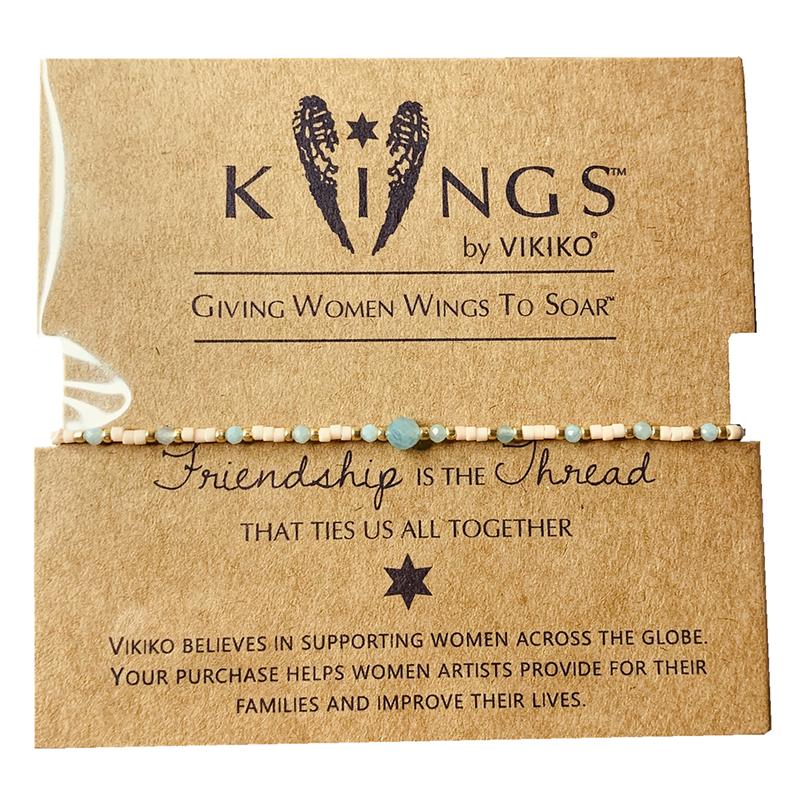 VIKIKO Rhodochrosite & Amazonite Natural Stone Beaded Bracelet Dainty Bracelet Set for Women Simple Jewelry